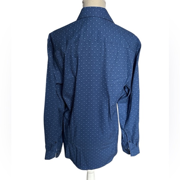 WRK Men’s 4 Way Stretch Slim Fit Dress Shirt in Blue Diamond Dot Size 15.5 NWT - Picture 3 of 9